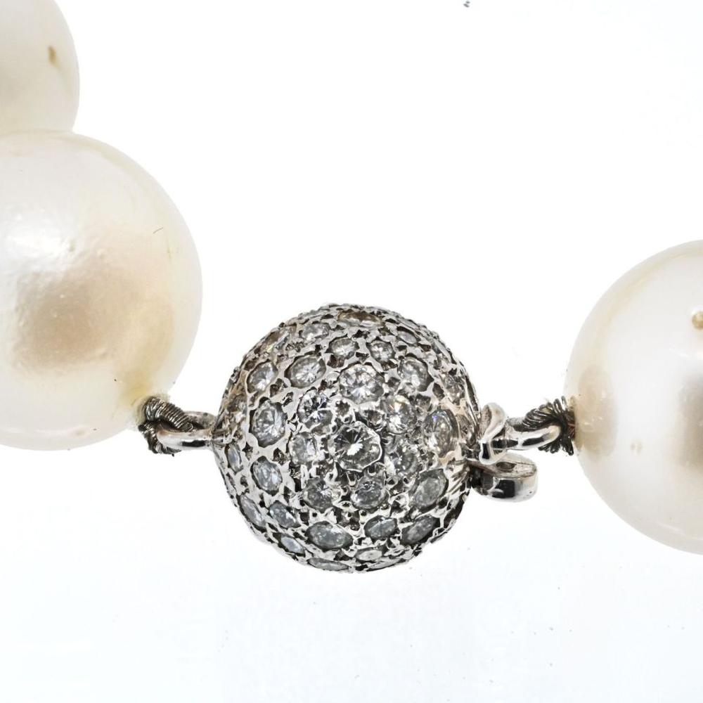 14K White Gold Necklace with South Sea Cultured Pearls - 138.1 Grams
