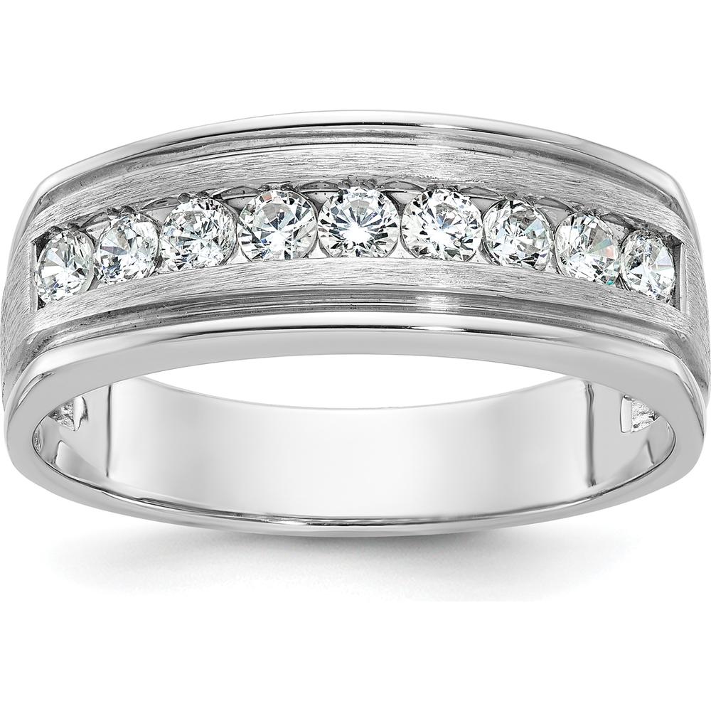 14K White Gold Nine Stone Grooved Ring Mounting with Polished and Brushed Finish by Monteluci Fine Jewelry