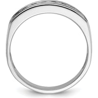 14K White Gold Nine Stone Grooved Ring Mounting with Polished and Brushed Finish by Monteluci Fine Jewelry