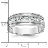 14K White Gold Nine Stone Grooved Ring Mounting with Polished and Brushed Finish by Monteluci Fine Jewelry