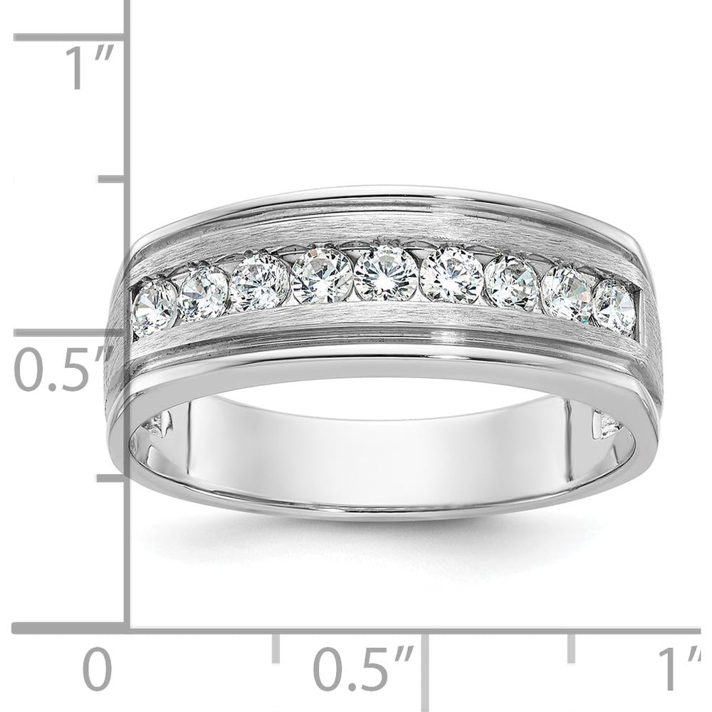 14K White Gold Nine Stone Grooved Ring Mounting with Polished and Brushed Finish by Monteluci Fine Jewelry