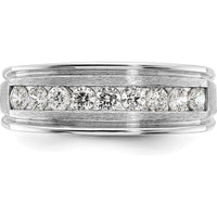 14K White Gold Nine Stone Grooved Ring Mounting with Polished and Brushed Finish by Monteluci Fine Jewelry