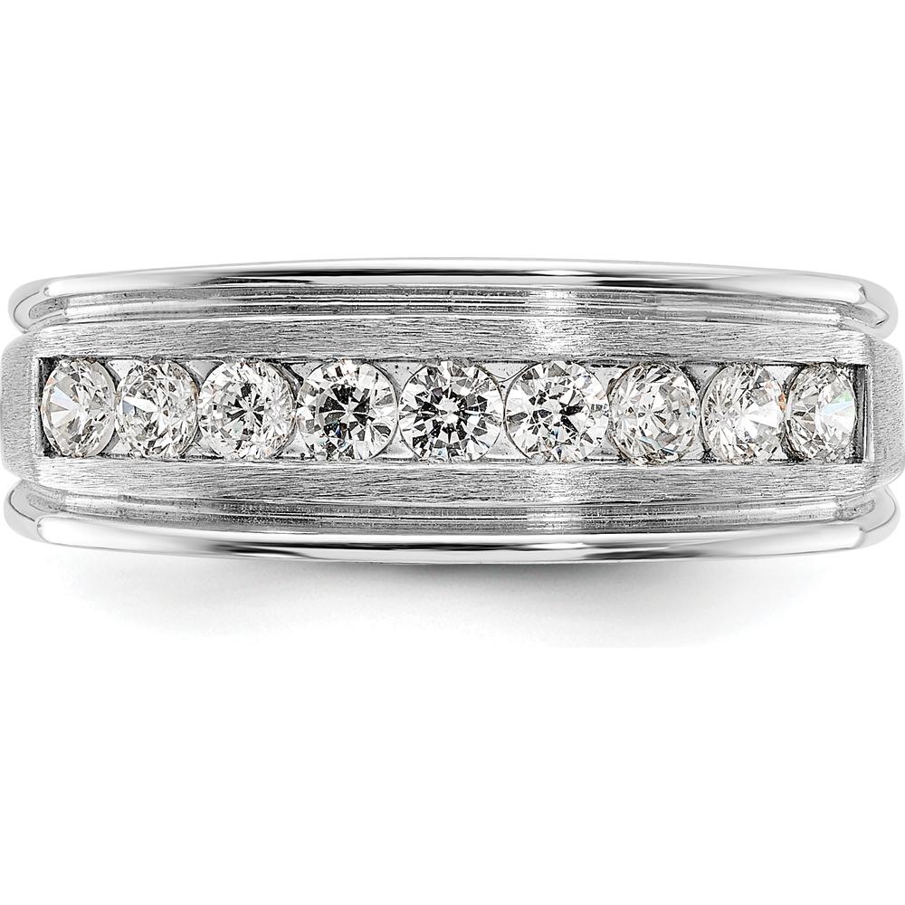14K White Gold Nine Stone Grooved Ring Mounting with Polished and Brushed Finish by Monteluci Fine Jewelry