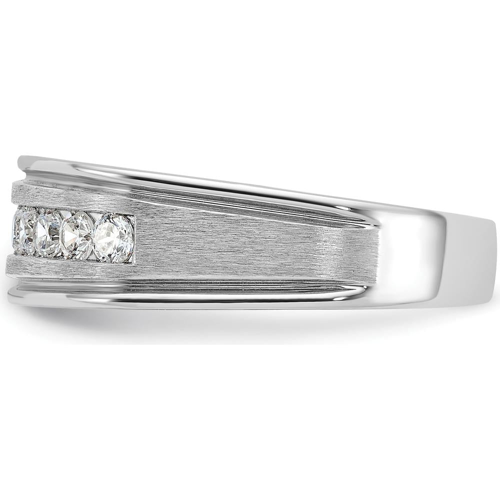 14K White Gold Nine Stone Grooved Ring Mounting with Polished and Brushed Finish by Monteluci Fine Jewelry