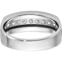 14K White Gold Nine Stone Grooved Ring Mounting with Polished and Brushed Finish by Monteluci Fine Jewelry