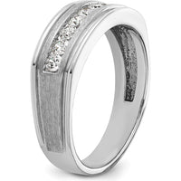 14K White Gold Nine Stone Grooved Ring Mounting with Polished and Brushed Finish by Monteluci Fine Jewelry
