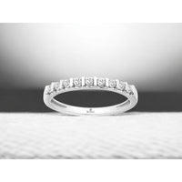 14K White Gold Nine-Stone Wedding Band with Bar-Set Round Diamonds - 0.25 Carat Total Diamond Weight - Royal Jewelry