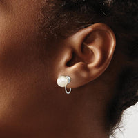 14K White Gold Non-Pierced Drop Earrings with 7-8mm Round Freshwater Cultured Pearls by Monteluci Fine Jewelry