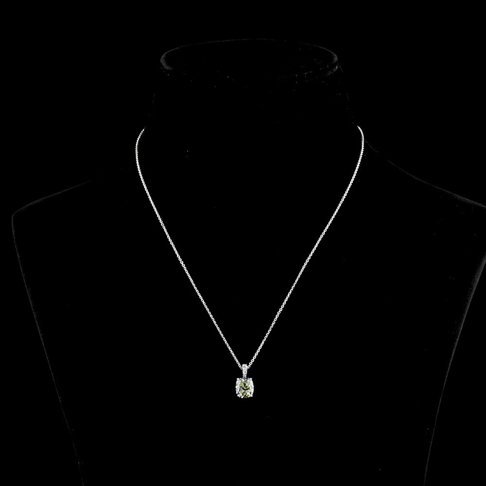 14K White Gold North-South Antique Cushion Cut Lab Diamond Pendant with Brilliant Round Accents - 2.12 Carat Total Diamond Weight (IGI Certified) - Covaloro Fine Jewelry