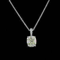 14K White Gold North-South Antique Cushion Cut Lab Diamond Pendant with Brilliant Round Accents - 2.12 Carat Total Diamond Weight (IGI Certified) - Covaloro Fine Jewelry