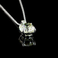 14K White Gold North-South Antique Cushion Cut Lab Diamond Pendant with Brilliant Round Accents - 2.12 Carat Total Diamond Weight (IGI Certified) - Covaloro Fine Jewelry