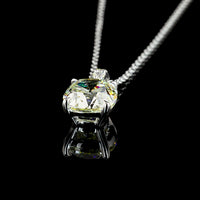 14K White Gold North-South Antique Cushion Cut Lab Diamond Pendant with Brilliant Round Accents - 2.12 Carat Total Diamond Weight (IGI Certified) - Covaloro Fine Jewelry