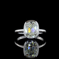 14K White Gold North-South Antique Cushion Solitaire Ring with Bezel Set Lab Diamond - 3.13 Carat Total Weight - Covaloro Fine Jewelry