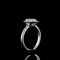 14K White Gold North-South Antique Cushion Solitaire Ring with Bezel Set Lab Diamond - 3.13 Carat Total Weight - Covaloro Fine Jewelry