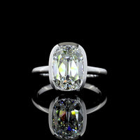 14K White Gold North-South Bezel Set Antique Cushion Cut Lab Diamond Solitaire Ring - 3.79 Carat Total Weight, E-F VVS2, IGI Certified - Covaloro Fine Jewelry