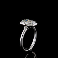 14K White Gold North-South Bezel Set Antique Cushion Cut Lab Diamond Solitaire Ring - 3.79 Carat Total Weight, E-F VVS2, IGI Certified - Covaloro Fine Jewelry