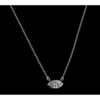 14K White Gold North-South Bezel Set Marquise Cut Lab Diamond Solitaire Pendant - 0.97 Carats Total Diamond Weight - Covaloro Fine Jewelry