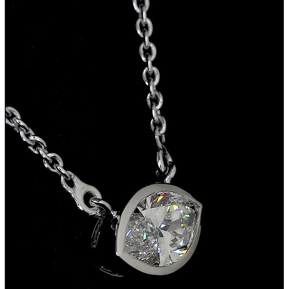 14K White Gold North-South Bezel Set Marquise Cut Lab Diamond Solitaire Pendant - 0.97 Carats Total Diamond Weight - Covaloro Fine Jewelry