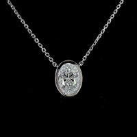14K White Gold North-South Bezel Set Oval Lab Diamond Solitaire Pendant - 1.00 Carat Total Weight, D IF Clarity with IGI Certification - Covaloro Fine Jewelry