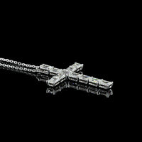 14K White Gold North-South Cross Pendant with 11 Emerald Cut Lab Grown Diamonds - 2.17 Carat Total Diamond Weight, E-F Color VS1 Clarity - Covaloro Fine Jewelry