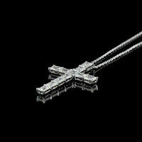 14K White Gold North-South Cross Pendant with 11 Emerald Cut Lab Grown Diamonds - 2.17 Carat Total Diamond Weight, E-F Color VS1 Clarity - Covaloro Fine Jewelry