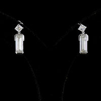 14K White Gold North-South Drop Earrings with Asscher and Emerald Cut Lab Diamonds - 4.79 Carats Total Diamond Weight - Covaloro Fine Jewelry