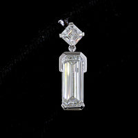 14K White Gold North-South Drop Earrings with Asscher and Emerald Cut Lab Diamonds - 4.79 Carats Total Diamond Weight - Covaloro Fine Jewelry
