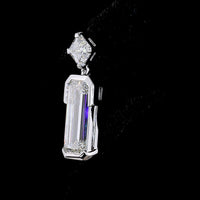 14K White Gold North-South Drop Earrings with Asscher and Emerald Cut Lab Diamonds - 4.79 Carats Total Diamond Weight - Covaloro Fine Jewelry