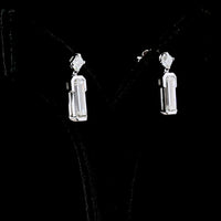 14K White Gold North-South Drop Earrings with Asscher and Emerald Cut Lab Diamonds - 4.79 Carats Total Diamond Weight - Covaloro Fine Jewelry