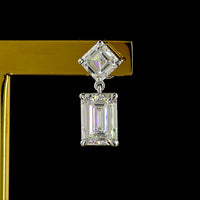 14K White Gold North-South Drop Earrings with Asscher and Emerald Cut Lab Diamonds - 7.29 Carats Total Diamond Weight - Covaloro Fine Jewelry