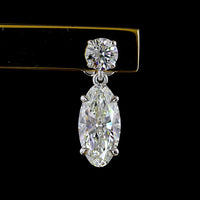 14K White Gold North-South Drop Earrings with Brilliant Top and Moval Cut Lab Diamonds - 4.36 Carats Total Diamond Weight - Covaloro Fine Jewelry