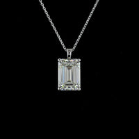 14K White Gold North-South Emerald Cut Lab Diamond Solitaire Pendant - 5.01 Carat Total Weight, G VVS2, IGI Certified - Covaloro Fine Jewelry