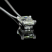 14K White Gold North-South Emerald Cut Lab Diamond Solitaire Pendant - 5.01 Carat Total Weight, G VVS2, IGI Certified - Covaloro Fine Jewelry