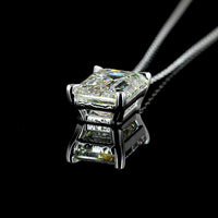 14K White Gold North-South Emerald Cut Lab Diamond Solitaire Pendant - 5.01 Carat Total Weight, G VVS2, IGI Certified - Covaloro Fine Jewelry