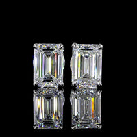 14K White Gold North-South Emerald Cut Lab Diamond Stud Earrings - 2.02 Carats Total Weight (E-F Color, VVS1 Clarity) - Covaloro Fine Jewelry