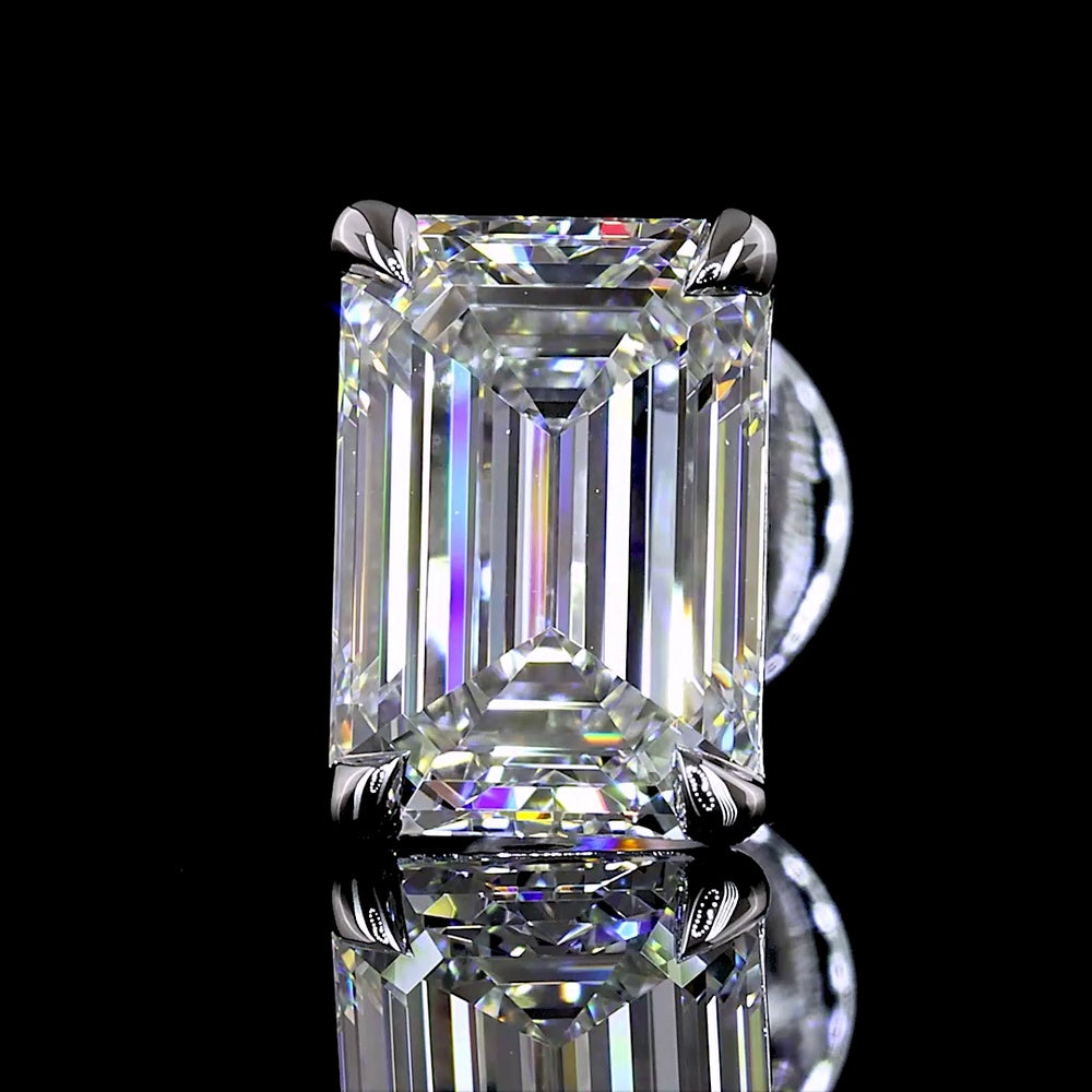 14K White Gold North-South Emerald Cut Lab Diamond Stud Earrings - 2.02 Carats Total Weight (E-F Color, VVS1 Clarity) - Covaloro Fine Jewelry