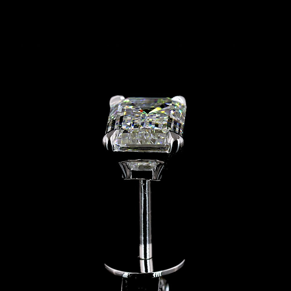 14K White Gold North-South Emerald Cut Lab Diamond Stud Earrings - 2.02 Carats Total Weight (E-F Color, VVS1 Clarity) - Covaloro Fine Jewelry
