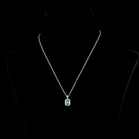 14K White Gold North-South Halo Pendant with 1.55 Carat Emerald Cut Fancy Vivid Blue Lab Diamond and 0.18 Carat Round Brilliant Lab Diamonds - 1.73 Carat Total Diamond Weight - Covaloro Fine Jewelry