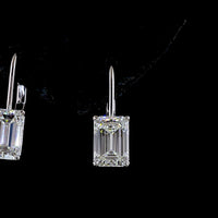 14K White Gold North-South Hanging Earrings with Emerald Cut Lab Diamonds - 3.12 Carats Total Diamond Weight (E-F Color, VVS2-VS1 Clarity) - Covaloro Fine Jewelry