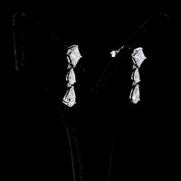 14K White Gold North-South Hanging Earrings with Princess Cut and Pear Shape Lab Diamonds - 2.97 Carats Total Diamond Weight - Covaloro Fine Jewelry