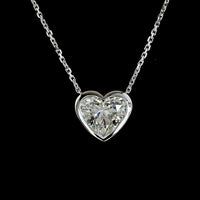 14K White Gold North-South Heart Shaped Solitaire Pendant with Bezel Set Lab Diamond - 2.04 Carat Total Weight, E-F Color VS1 Clarity - Covaloro Fine Jewelry
