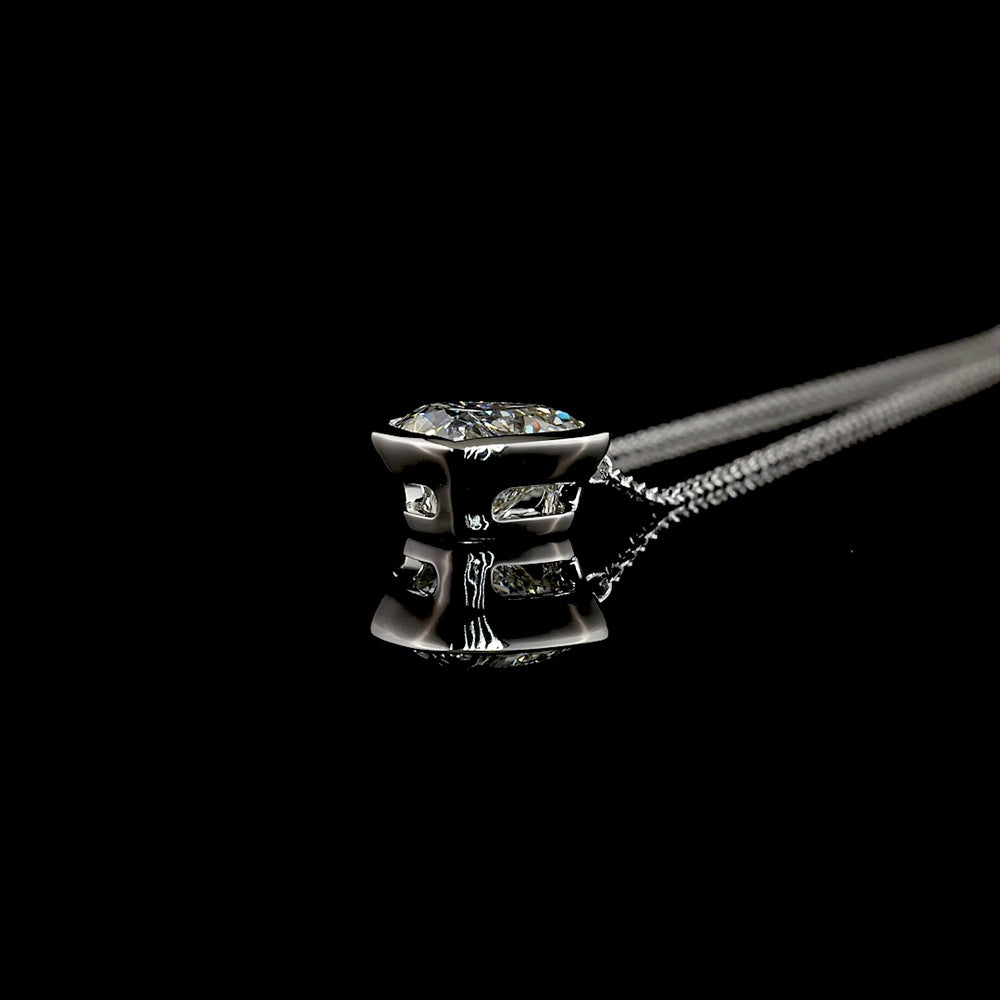 14K White Gold North-South Heart Shaped Solitaire Pendant with Bezel Set Lab Diamond - 2.04 Carat Total Weight, E-F Color VS1 Clarity - Covaloro Fine Jewelry
