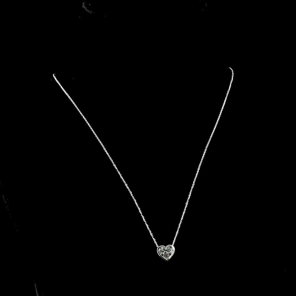 14K White Gold North-South Heart Shaped Solitaire Pendant with Bezel Set Lab Diamond - 2.04 Carat Total Weight, E-F Color VS1 Clarity - Covaloro Fine Jewelry