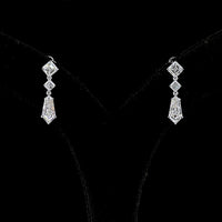14K White Gold North-South Kite and Asscher Cut Lab Diamond Drop Earrings - 2.24 Carats Total Diamond Weight - Covaloro Fine Jewelry