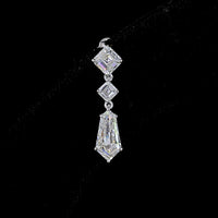 14K White Gold North-South Kite and Asscher Cut Lab Diamond Drop Earrings - 2.24 Carats Total Diamond Weight - Covaloro Fine Jewelry