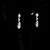 14K White Gold North-South Kite and Asscher Cut Lab Diamond Drop Earrings - 2.24 Carats Total Diamond Weight - Covaloro Fine Jewelry