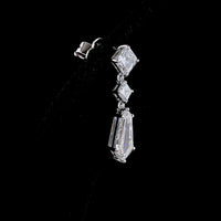 14K White Gold North-South Kite and Asscher Cut Lab Diamond Drop Earrings - 2.24 Carats Total Diamond Weight - Covaloro Fine Jewelry