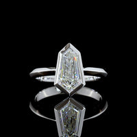 14K White Gold North-South Kite Cut Solitaire Ring with Bezel Set Lab Diamond - 1.66 Carat Total Weight E-F VS1 - Covaloro Fine Jewelry