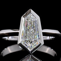 14K White Gold North-South Kite Cut Solitaire Ring with Bezel Set Lab Diamond - 1.66 Carat Total Weight E-F VS1 - Covaloro Fine Jewelry