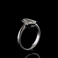 14K White Gold North-South Kite Cut Solitaire Ring with Bezel Set Lab Diamond - 1.66 Carat Total Weight E-F VS1 - Covaloro Fine Jewelry